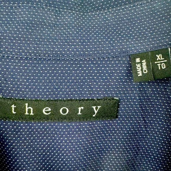 Theory Longsleeve Button Down Shirt Navy /White Size XL-16 - Picture 5 of 6